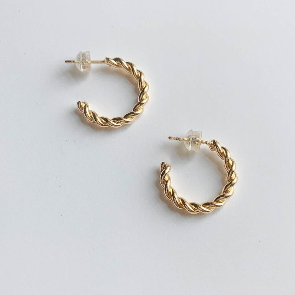 Mini Gold Braided Hoops Gold Hoops Small Hoops